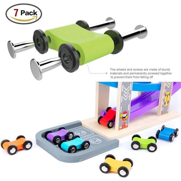 Toddler Toys for 1 2 3 Years Old, Wooden Car Ramp Racer Toy Vehicle Set - Picture 4 of 5